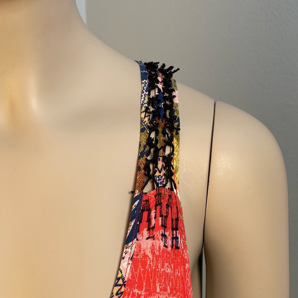 Line Dot Colorful Patterned Maxi Dress size Medium - Picture 5 of 10